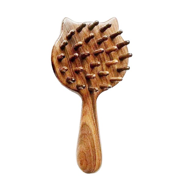Massage device,Scalp massage comb natural golden sandalwood comb，Wooden massage comb,