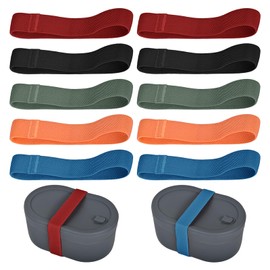 Sxutop Pack of 10 Bento Box Strap Lunch Boxes Elastic Band Portable in 5 Colours Elastic Fastening Straps for Lunch Boxes Nylon Bento Box Band for School Office Camping Outdoor Picnic Travel (25 mm)
