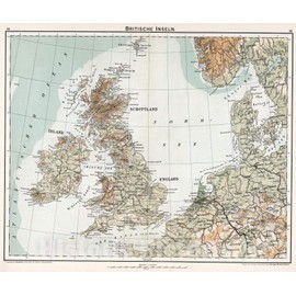 Historic Map : British Isles, Europe 1896 Britische Inseln, Vintage Wall Art : 24in x 20in