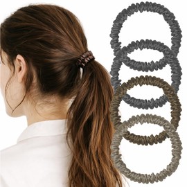 FitEcho Silk Hair Tie, 100% Silk, Non-Marking Thick, Scrunchy, Fashionable, Hair Clip, Set of 4 (C)