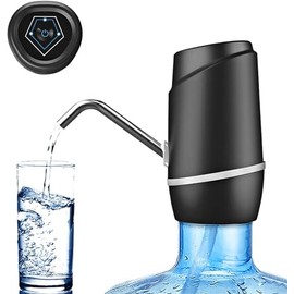 VIRUJA Portable Water Dispenser, 5 Gallon Electric Drinking Water Dispenser Pump with Charging Cable, Rechargeable Automatic Drinking Mini Water Jug Dispenser, Black