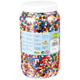 HAMA Hama Perlen 211-00 Bügelperlen XXL Dose mit ca. 13.000 bunten Midi Bastelperlen mit Durchmesser 5 mm im 10 Farben Mix, kreativer Bastelspaß für Groß und Klein