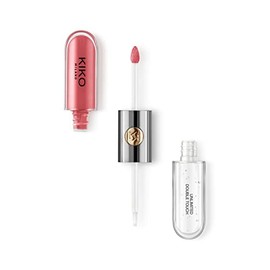 KIKO MILANO - UNLIMITED DOUBLE TOUCH Long-lasting liquid lipstick with a bright finish in a two-step application color Spicy Rose 110.                