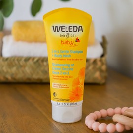 Weleda Weleda Baby Calendula 2-in-1 Gentle Shampoo and Body Wash, 6.8 Fluid Ounce, Plant Rich Cleanser with Calendula and Sweet Almond Oil