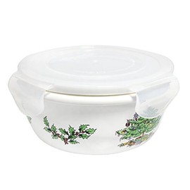 Spode Christmas Tree 5.75'' Round Storage Jar w/ Lock Lid