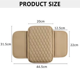 Gusgar Car Center Console Cover, Leather Armrest Box Pad with 2 Storage Pockets, Memory Cotton Vehicle Armrest Support Pad,Universal Suitable for Most Vehicles, SUVs, Trucks, RVs