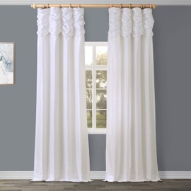 HPD Half Price Drapes PDCH-KBS1-96-RU Ruched Vintage Textured Faux Dupioni Silk Curtain (1 Panel), 50 X 96, Ice
