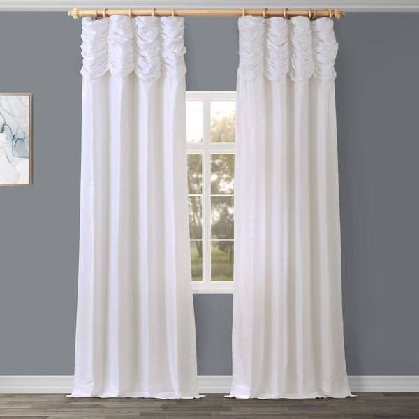 HPD Half Price Drapes PDCH-KBS1-96-RU Ruched Vintage Textured Faux Dupioni