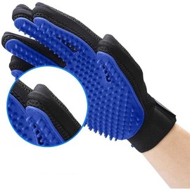 SOFTNLUX Pet Grooming Glove - Gentle Deshedding Brush Glove - Efficient Pet Hair Remover Mitt - Massage Tool with Enhanced Five Finger Design - Perfect for Dogs & Cats with Long & Short Fur Blue