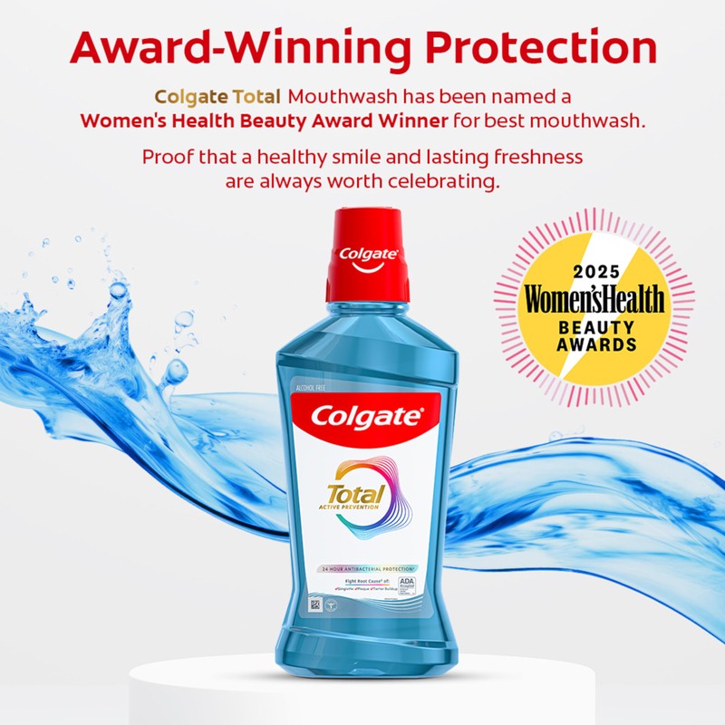 Colgate Total Alcohol Free Mouthwash, Peppermint for Bad Breath, Helps