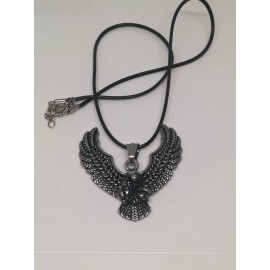 Joyeria Jara Stainless Steel Eagle Pendant & Leather Necklace Motor Biker New