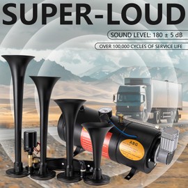 BANHAO Train Horns Kit for Trucks 180dB Super Loud Truck Air Horn with 150 PSI 12V Air Compressor Air Tank Can for Truck Car Jeep SUV Train Pickup Boat and Other Vehicles