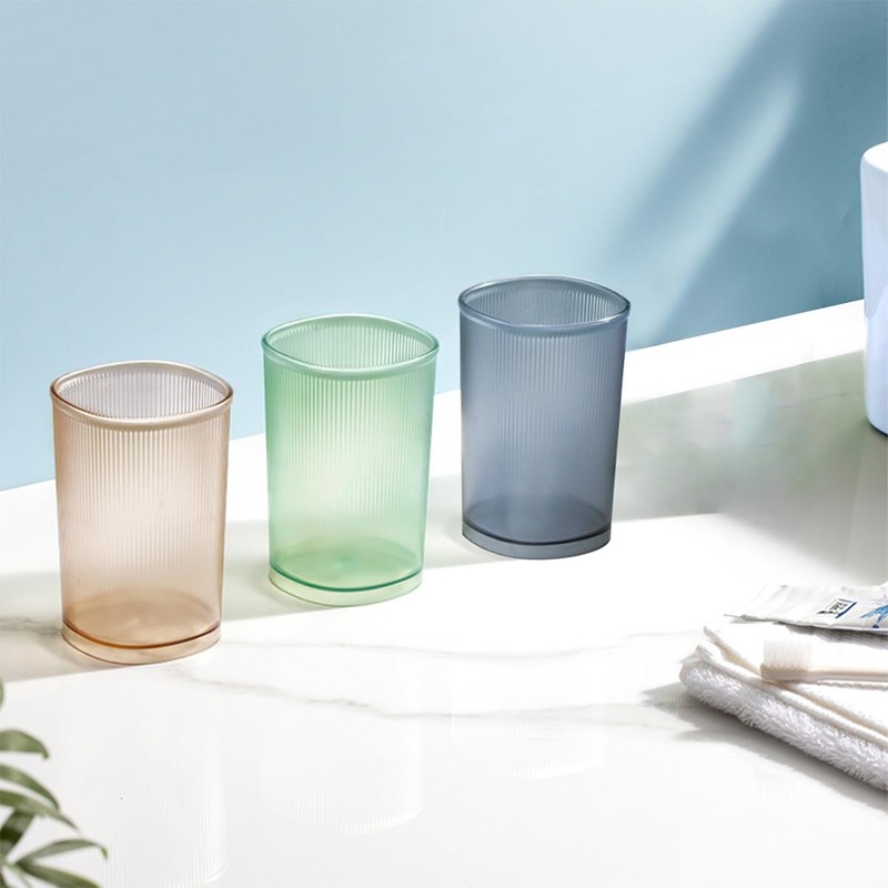 3 Pack Bathroom Tumbler Unbreakable Toothbrush Cups, Plastic Toothbrush Holder,