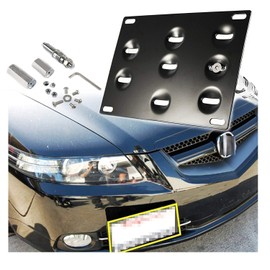 Xotic Tech Tow Hook License Plate Bumper Screw On Mount Bracket Compatible with Honda Fit or Acura TL 2006-2008 (Black)