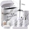 InnJoey Bathroom Accessories Set, 9-Piece Marble White Bathroom Set, White