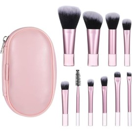 10pcs Brochas de Maquillaje Profesional de Viaje Mini Pinceles con Bolsa