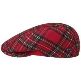 Lipodo Tartan Plaid Flat Cap Women's/Men/Children – Flat Cap Made in Italy – Peaked Cap Autumn/Winter – Winter Hat Lined – Flat Cap with Checked Pattern, red
