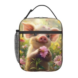 VANZEV Lunch Box for Women Men, Cute Pig Insulated Lunch Box Reusable Portable Lunch Bag Cooler Tote Waterproof Lunch Container for Office Picnic Work Travel Hiking