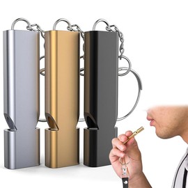 WeddHuis Pack of 3 Whistle, Whistle, Emergency Loud Metal Whistle, Emergency Whistle, Outdoor Emergency, Referee Survival Whistle (Gold, Black, Silver)