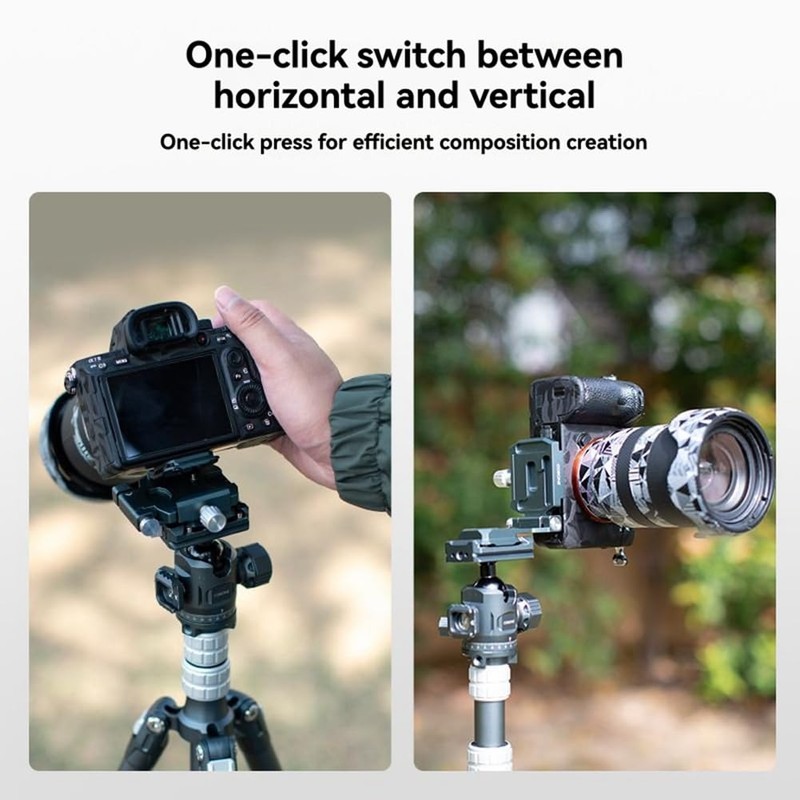 Aswalling Foldable Dovetail Base L-Bracket QR Plate for DSLR Cameras,