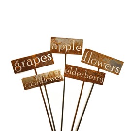Classic Metal Garden Markers 19 Inches Tall (Bulk Discount Five Markers, Naturally Rusted)