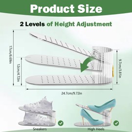 PureSprout Shoe Slot Organizer,Adjustable Shoe Stacker for a Pair of Shoes,Shoe Holder Space Saver,Double Deck Shoe Riser Shoe Rack,Shoe Organizer for Closet (Clear, 10 Pack)