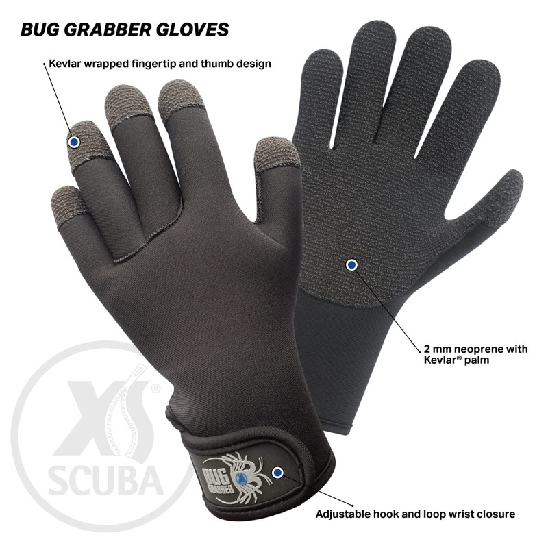 XS Scuba 2mm Kevlar Bug Grabber Gloves - X-Large