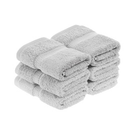 Superior Egyptian Cotton 800 GSM Face Towel Set, Includes 6 Face Towels, Luxury Plush, Thick Absorbent Towels, Quick Dry, Soft Bathroom Essentials, Spa, Guest Bath, Daily Facial Use, Silver