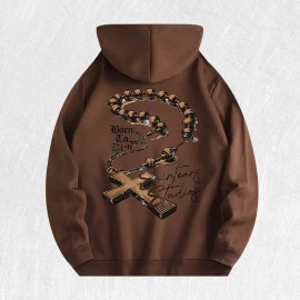Born to Rich Graphic Hoodie 100% Cotton US Warehouse 6 ColorsColor: Brown, Size: L