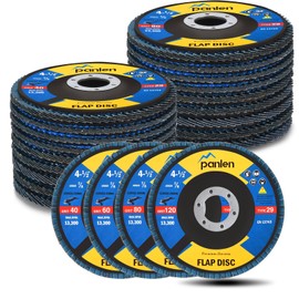 panlen Zirconia Flap Discs 4-1/2 for Angle Grinder, 40/60/80/120 Grit Assorted, 20 Pack Angled T29 Abrasive Grinding Wheel for Sanding, Stock and Rust Removal, Finishing, Deburring