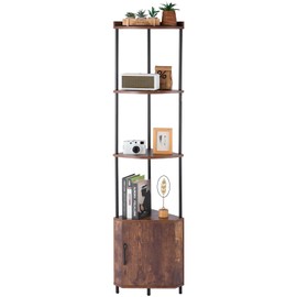 VEVOR 5 Tier Corner Shelf with LED Light, 65.4" Tall Corner Bookshelf with Storage Cabinet, Display Shelf with Multi-Color Lights Controlled Via RC/APP for Bedroom, Living Room, Office