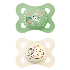 MAM Original Day & Night Pacifiers, Binky Pacifier for 0-6 Months, BPA-Free Silicone, Glows in The Dark, Best for Newborn Babies, Developed with Medical Experts, 2 Count Binkies, with Sterilizer Case