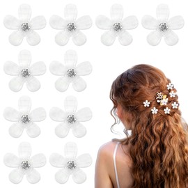 Esshogo 10 Pack Mini Hair Clips Flower Hair Accessories Hair Clips for Girls Mini Hair Clips with Rhinestones