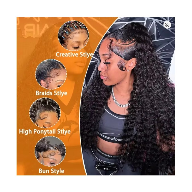 13x6 HD Transparent Lace Deep Wave Frontal Wig 40 Inch