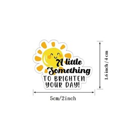 100 Pieces 'A Little Something to Brighten Your Day' Stickers, 5 cm x 4 cm, Sunshine Design Labels for Gift Packaging