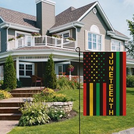 Patriotic 4th of July Garden Flag 12 x 18 Inch Double Sided Burlap Memorial Day Welcome Yard Flag Summer Holiday Seasonal Farmhouse Outdoor Outside Decoration (june)
