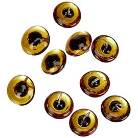RAYHER Glass Hobby 8904305 Figurine Sew On Eyes, 12 mm Diameter Self-Service Bag/Pack of 10 Brown