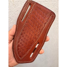 Leather Sheath Brown Leather Knife Sheath Pancake  Fixed Blade Knife Belt Sheath Handmade