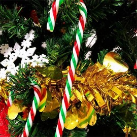 20 Pieces Christmas Candy Cane Decoration Twisted Plastic Candy Cane Candy Cane Christmas Tree Hanging Ornament Candy Cane Tree Decoration for New Years Holiday Party Decor Party (Green/White)