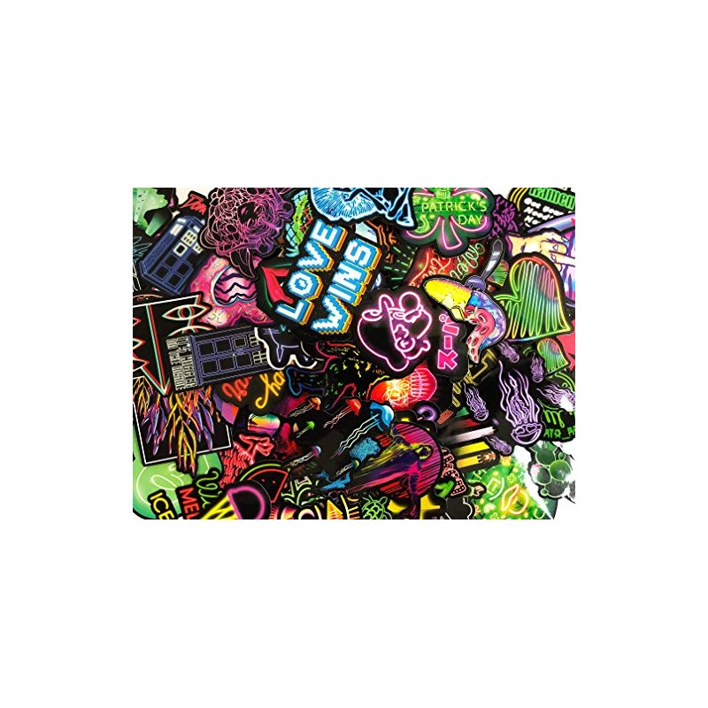 20 Random Neon Light Style Skateboard Laptop Stickers