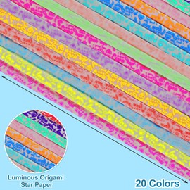 Luminous Origami Star Paper Strips, 600 Sheets Kids DIY Handmade Crafts, School Folding Star Teaching, 20 Color Glows in The Dark Stars Folding Paper