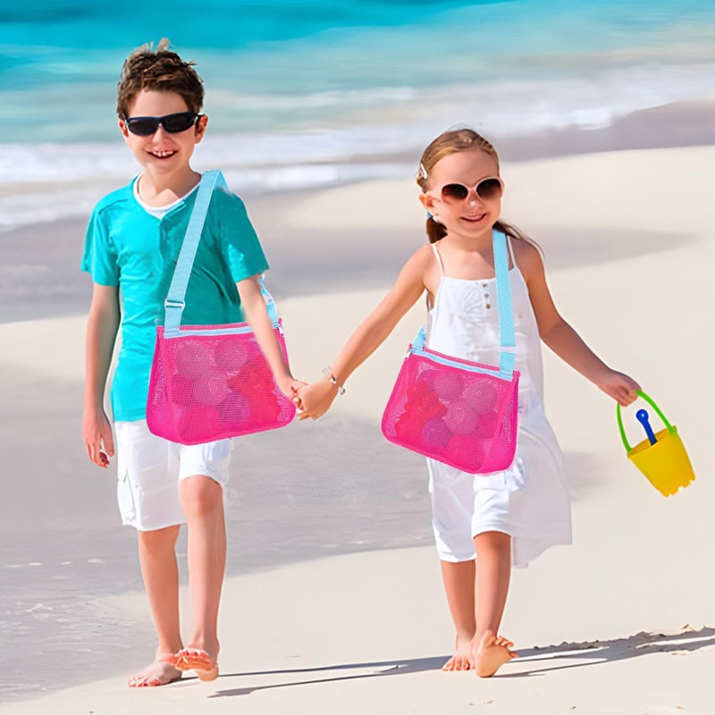 EDLMKM 2 Pcs Large Mesh Beach Bag for Toys Sand