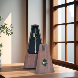 NALU Metronome - Classic Mechanical Wind-Up Design with Bell for Piano, Guitar, Violin & All Instruments (T-Wood Grain Brown)