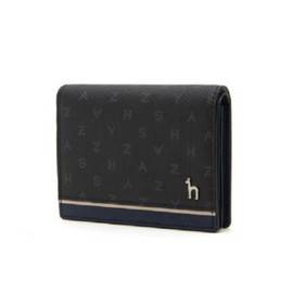 Hazzys (대구신세계)블랙 가죽 퍼피로고 라인배색 2단 카드지갑 HJHO5E457BK Daegu Shinsegae Black Leather Puppy Logo Two-Tone 2-Card Wallet HJHO5E457BK
