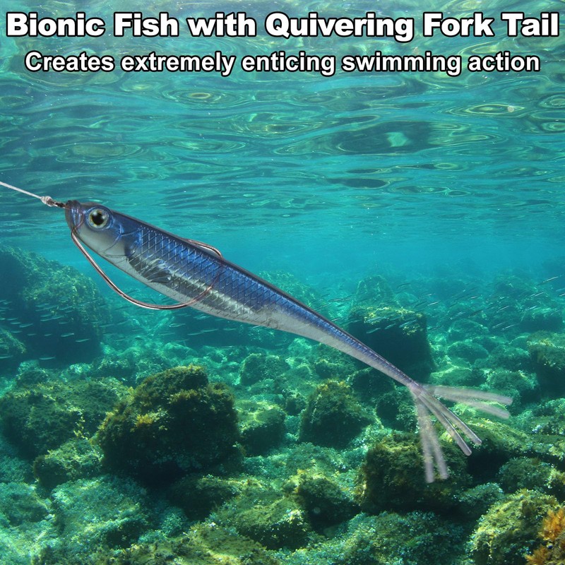 Drfish 5 Pack Soft Fishing Bait, Fork Tail Soft Jerk