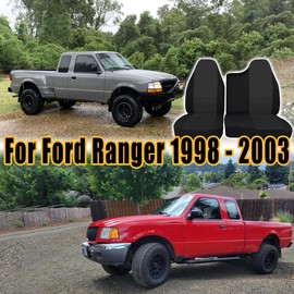 FIOQE Black Oxford Fabric Seat Protectors for Ford Ranger 1998 1999 2000 2001 2002 2003, Compatible with 60-40 Split Bench Highback Seats, Enhanced Durability & Easy to Clean