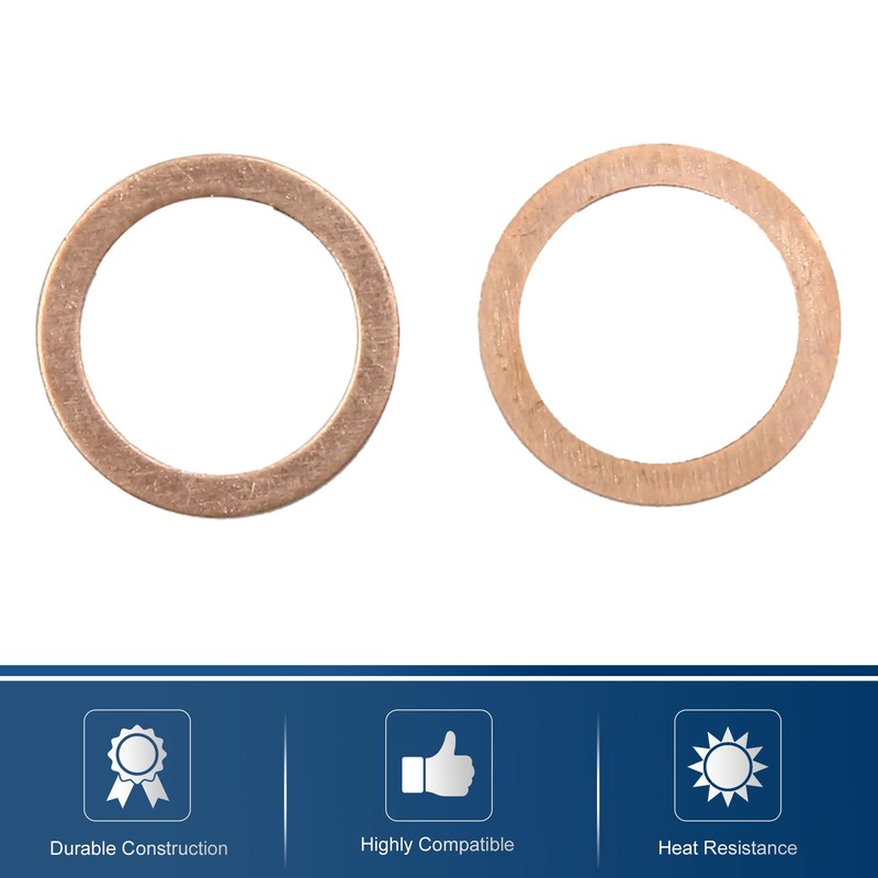 sourcing map Car Engine Copper Sealing Rings Seal Copper Sealing