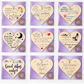 Pack of Wooden Hanging Hearts with Inspirational Quotes – Make Your Own Set of Gift-Ready Rustic Wall Signs for Women, Teens, Friends – Thoughtful Home Decor Plaque