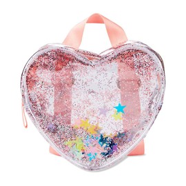 Skip Hop Clear Glitter Heart Kids Backpack, Age 6+, transparent