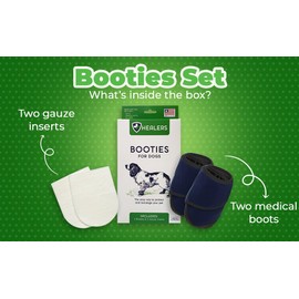Healers PetCare Medical Dog Boots with Gauze Inserts – Protective Dog Booties for Injured Paws, Wound Care & Recovery - Breathable, Non-Slip, Adjustable Strap Closure (2 Booties) (Small)